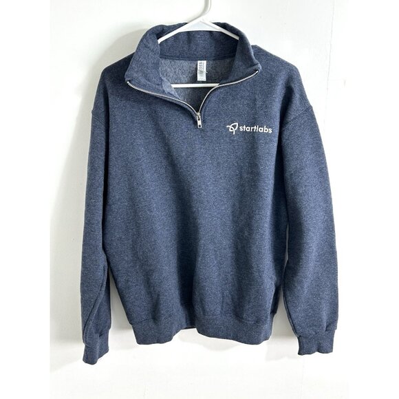 Jerzees Men's 1/4 Zip Pullover Mock Neck Long Sleeve Company Logo Blue M - Picture 5 of 13